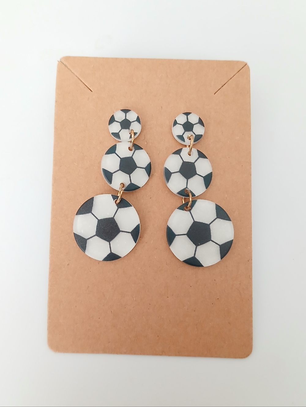 Fashion Jewelry Black and White Soccer Ball Drop Earrings